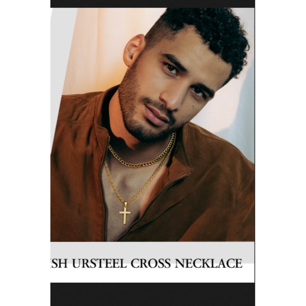 Ursteel Layered‎ Cross Necklace for Men 18/20in
